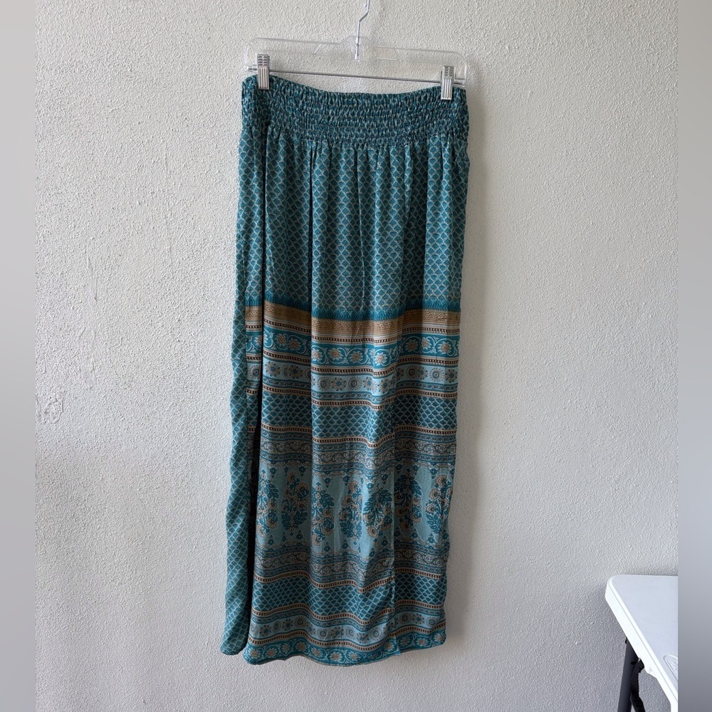 Raga Anthropologie‎ Blue Ekani Teal Maxi Skirt Size S Boho Hippie Cottagecore